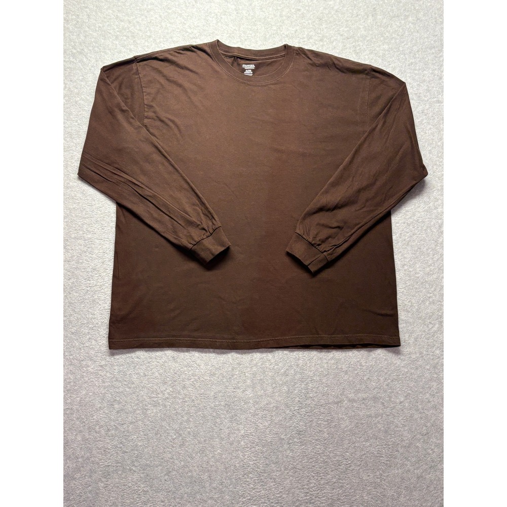 Stafford Performance Mens XL Long Sleeve T-Shirt Brown Cotton Classic Fit 1884